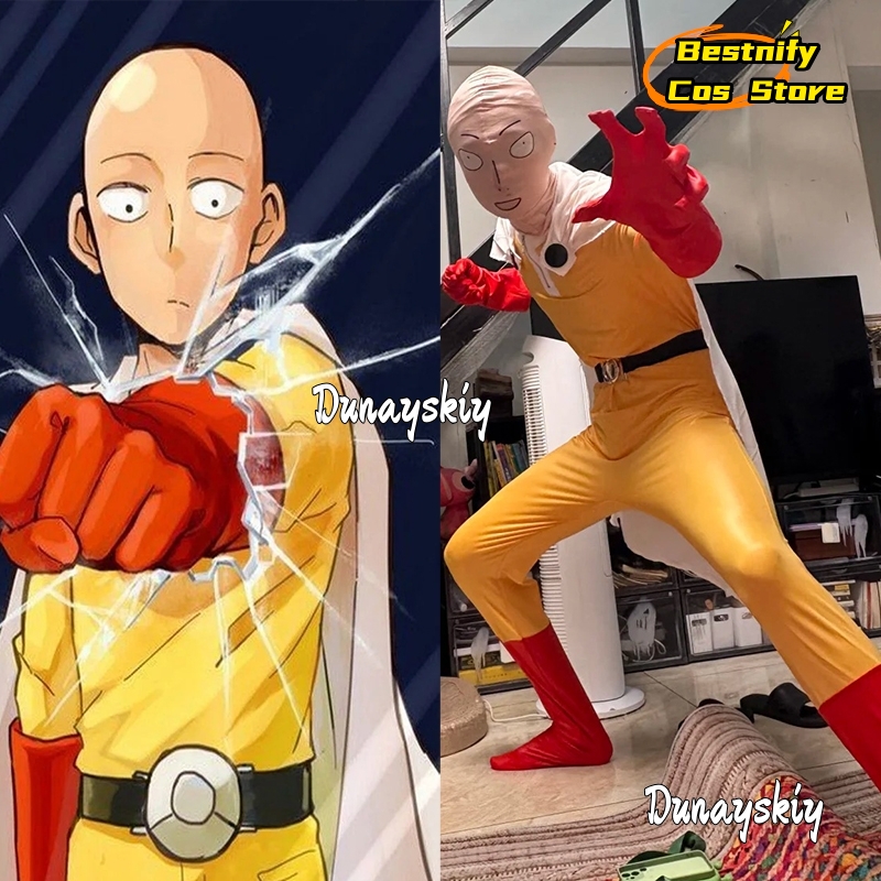 Men Accessories Korea - Saitama MAN Cosplay Jumpsuit Costume {Bestnify