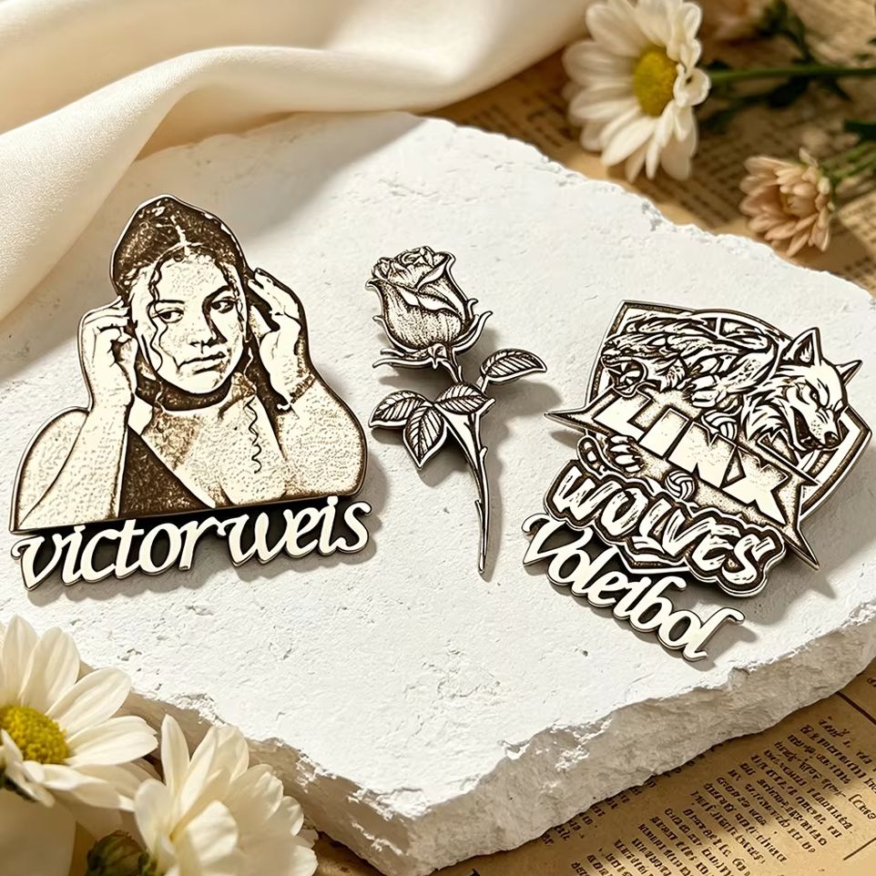 Men Accessories Gift Set - Custom Men Portrait Rose Photo Brooch